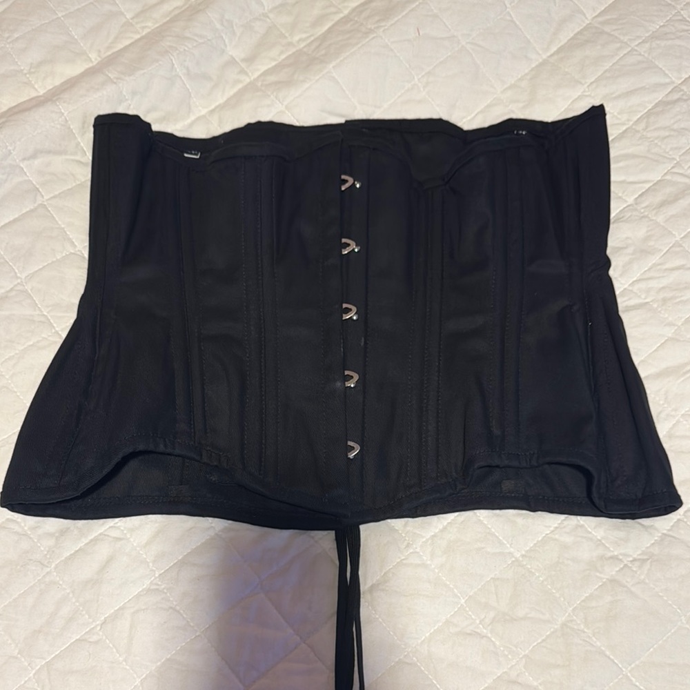 High Quality Cotton Black Corset with Hook Closure